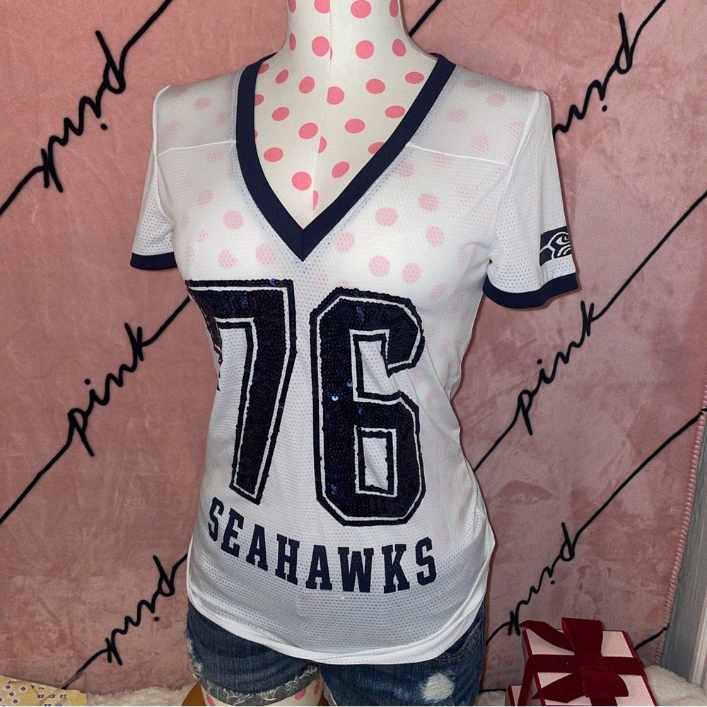 B19 RARE LIMITED VICTORIA'S SECRET PINK Seattle￼￼Seahawks NFL Jersey XS